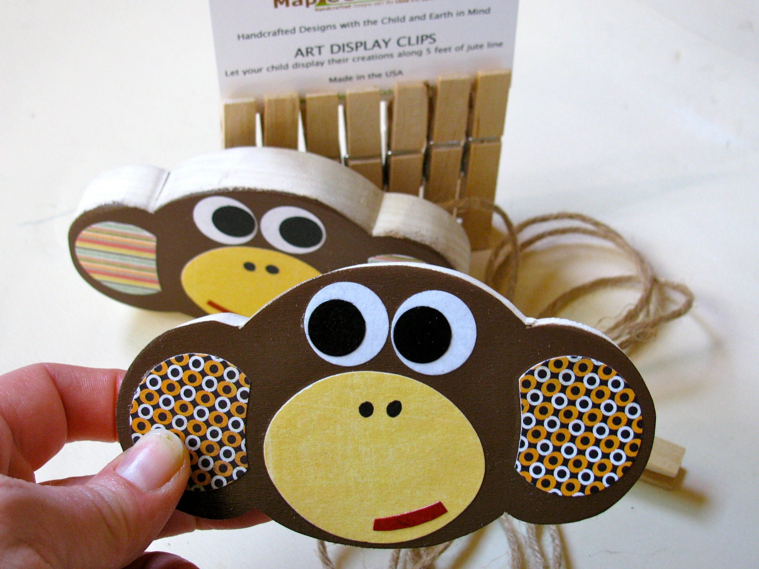 Monkey Art Display Clips - eco-friendly - by Maple Shade Kids