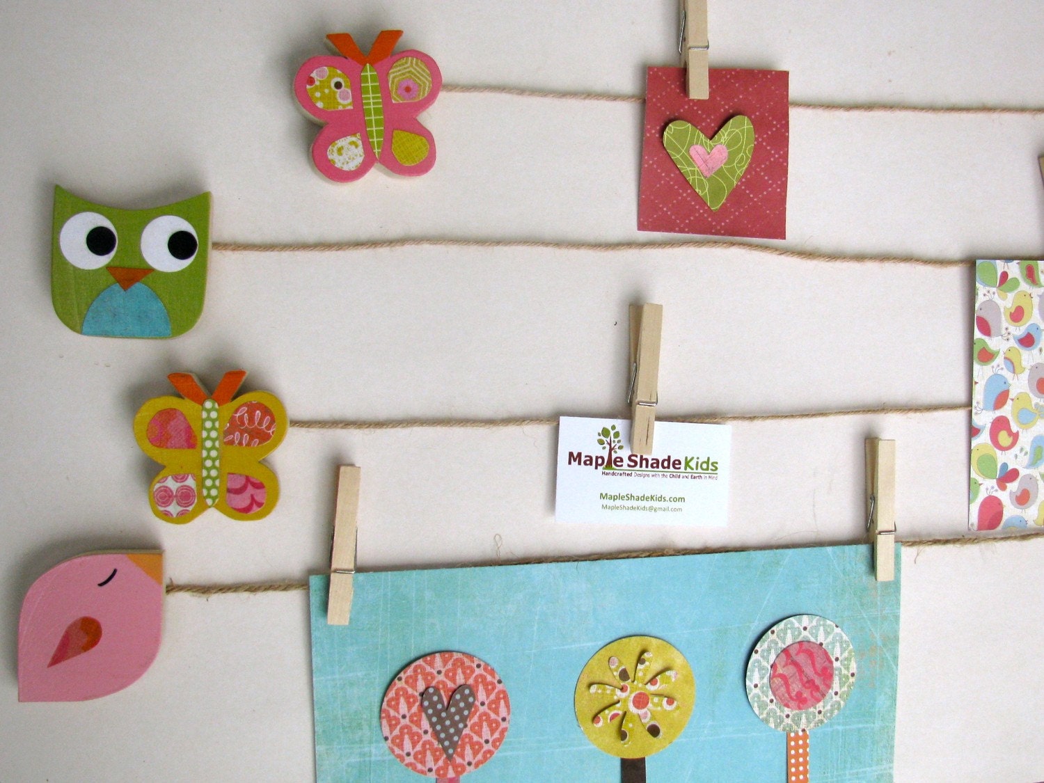 Bird Art Display Clips - Your Color Choice - eco-friendly by Maple Shade Kids