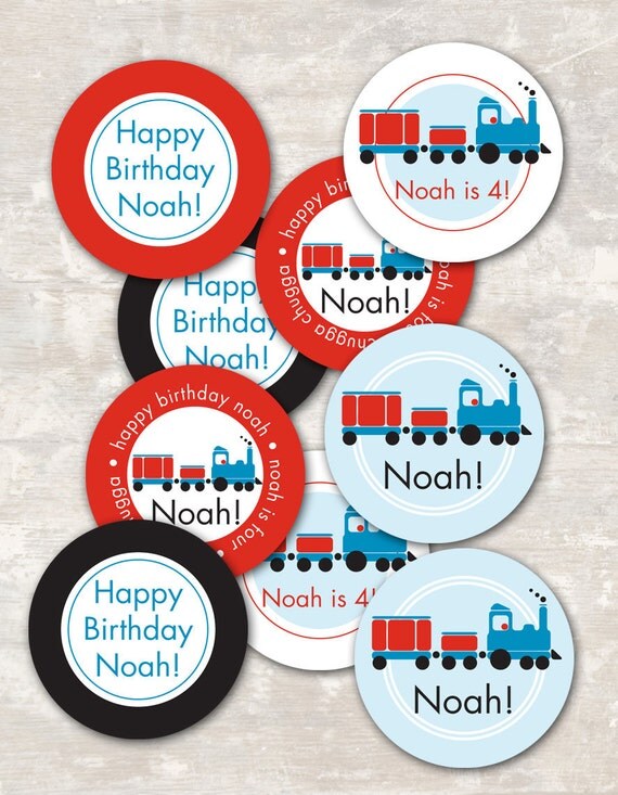 Train Birthday Party Cupcake Toppers (set of 12) PRINT & SHIP Il_570xn