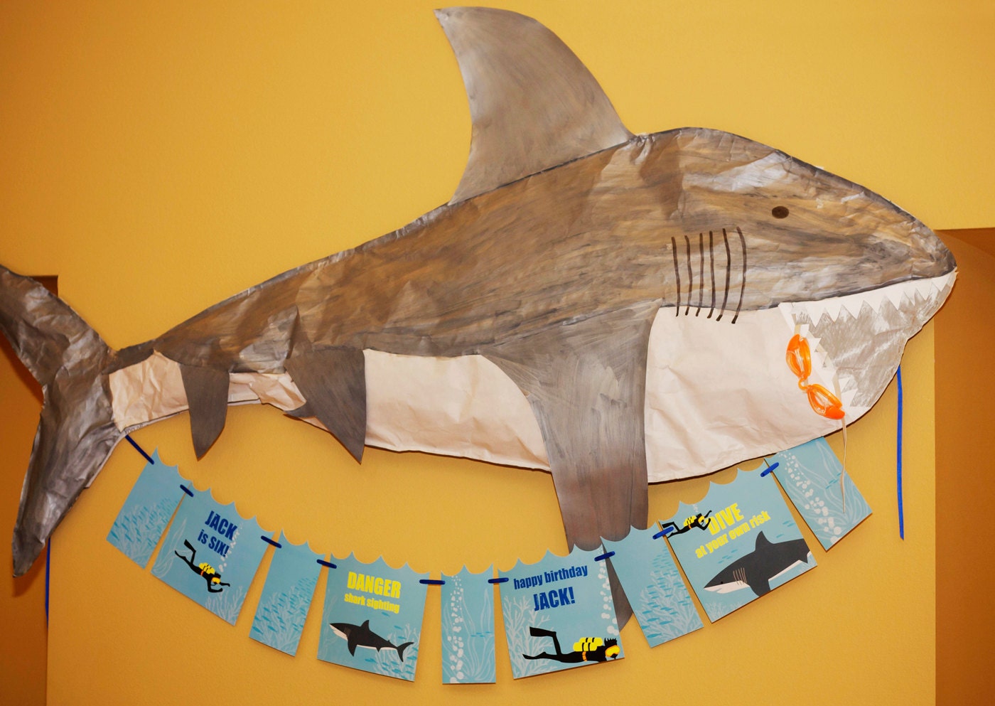 Shark and scuba Birthday PRINTABLE Party Collection - You Customize EDITABLE TEXT Instant Download