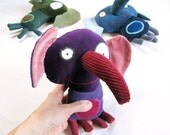 Purple Elephant Plush Recycled Fabrics Velvet Childlike Quirky