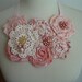 ADELINE Vintage Inspired STATEMENT NECKLACE Pink on Pink with Satin Ribbon Tie