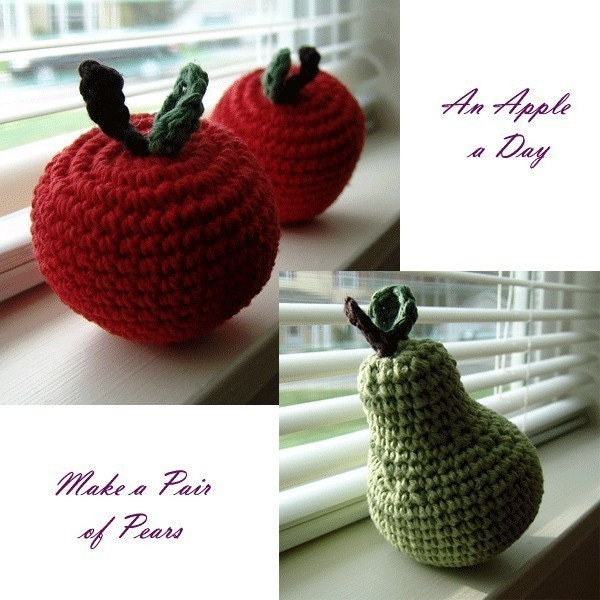PDF PATTERNS - Twofer - Crochet Amigurumi Apple and Pear