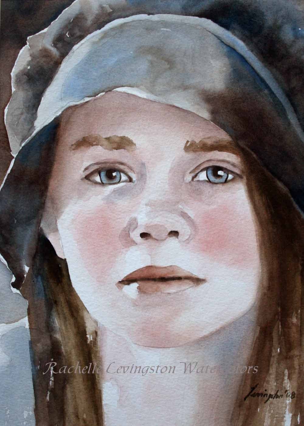 Pioneer Portrait Art Print / Portrait of young girl PRINT/ What My Eyes Have Seen II  8 x 10 Watercolor Portrait PRINT - rachellelevingston