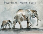 Personalized nursery decor nursery art PRINT Personalized art print kid wall art Personalize wall art boy Elephant 11x14 rachelle levingston