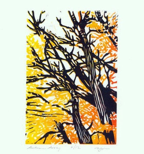Autumn Array linocut