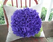 READY TO SHIP Hydrangea Pillow in Purple and Oatmeal
