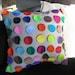 As SEEN in DIY Magazine- Rainbow Disc Pillow on Oatmeal Linen