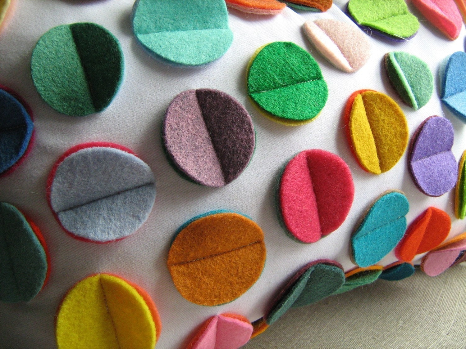 Multi- Color Rainbow Felt Disc Pillow