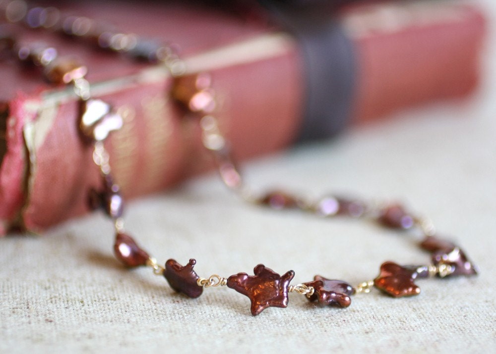 Baroque star keshi pearl necklace and earrings