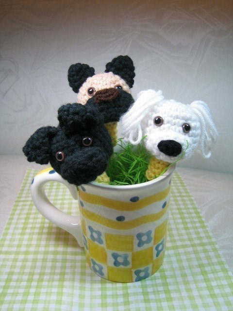 Puppy Pencil Toppers Crochet Pattern - PDF File