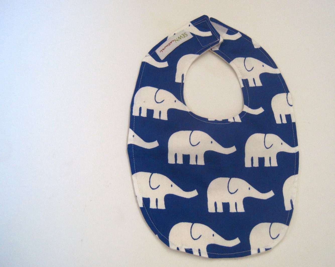 BABY BIB organic navy blue elepants boys girls feeding teething / organic cotton sateen (Ready to Ship)