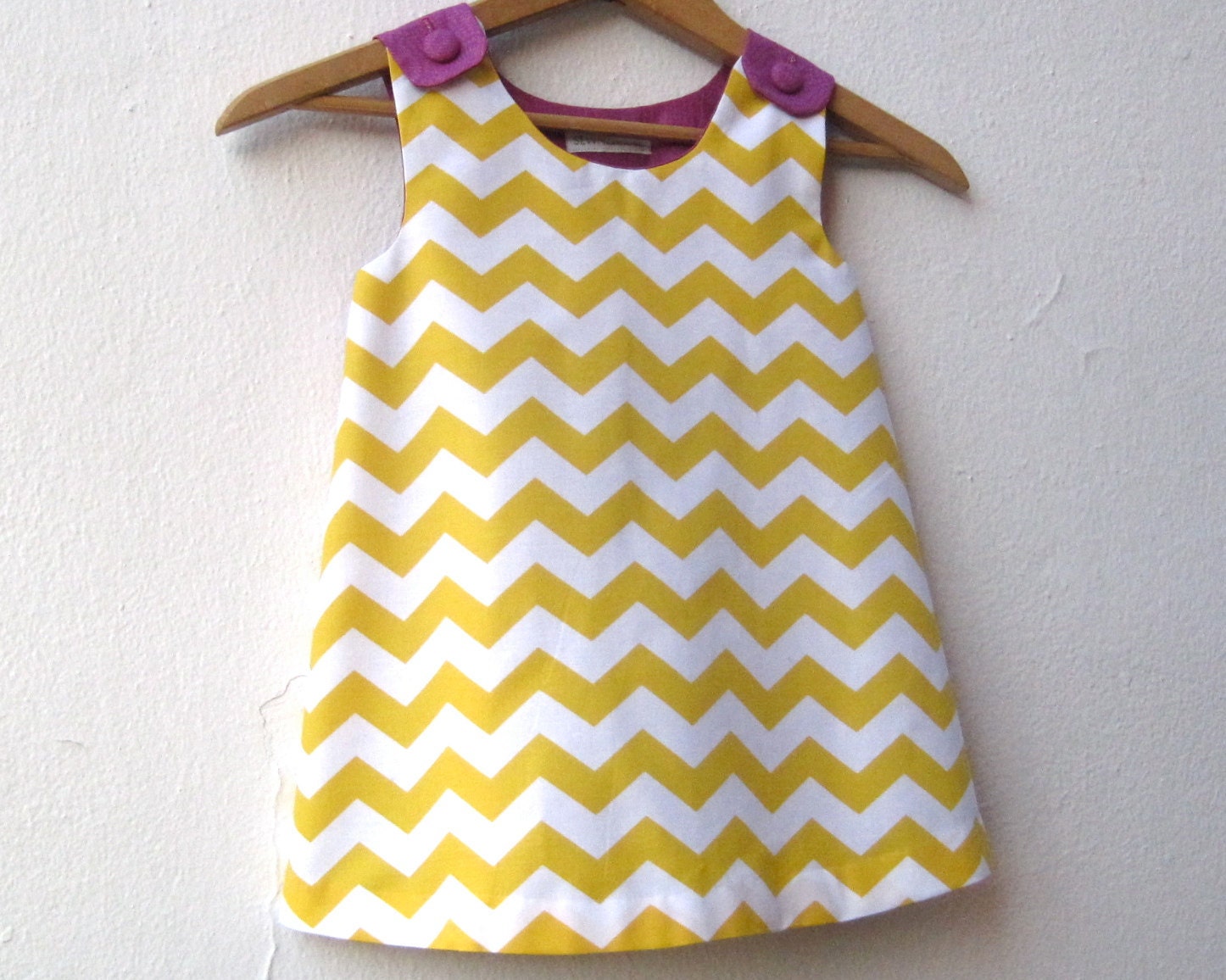 The Ava Dress - toddler girls dress in gold yellow geometric chevron and purple / mod spring fashion (ready to ship, size 2T)