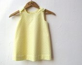The Lemon Ice Dress - girls summer dress - party flower girls pinafore in textured yellow eyelet lace (ready to ship SIZE 3T)