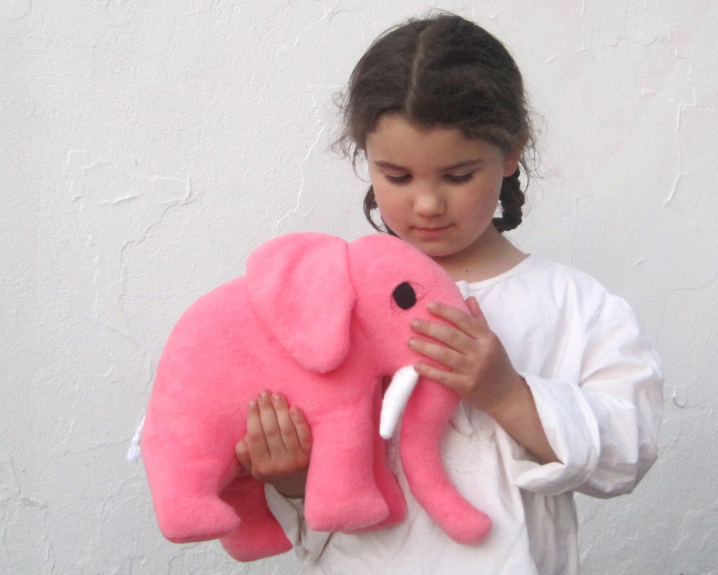 giant elephant TOY stuffed animal in sweet pink / Petaluma the all-natural eco friendly stuffie baby toy - nursery decor