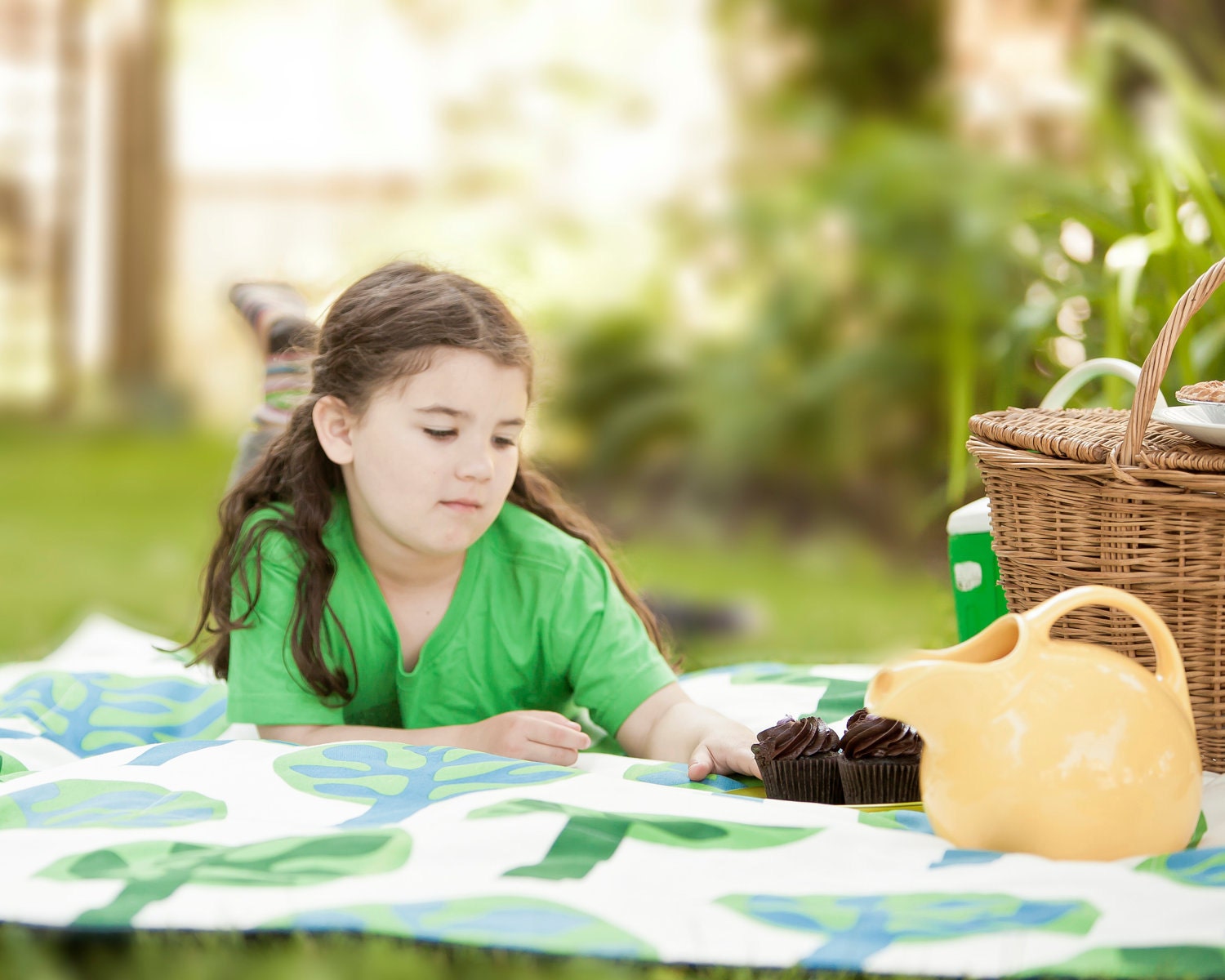 As Seen in Style At Home Magazine - Eco Friendly PICNIC BLANKET-  Modern Green Forest Trees - Portable Outdoors Family Beach Blanket