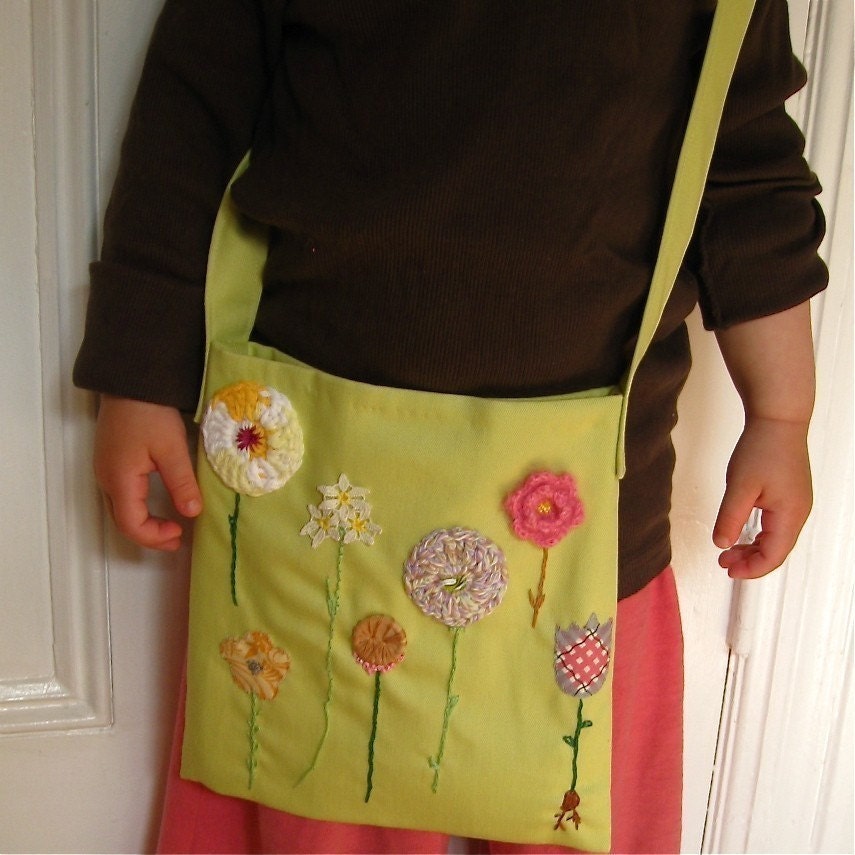 kids messenger bag rainbow rain drops / hand sewn eco friendly accessory for children