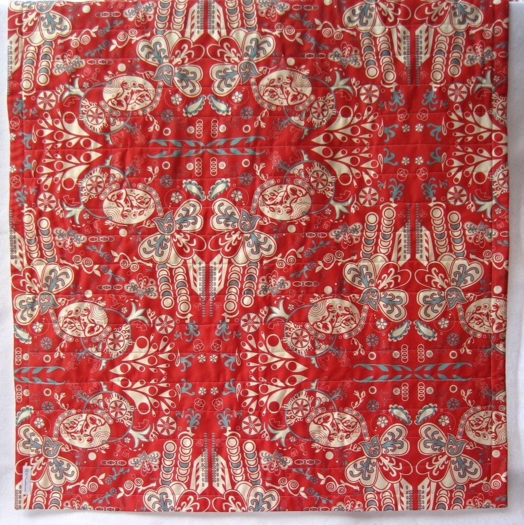 BABY QUILT Organic Crib Bedding Blanket / Eco Friendly Modern White Red Turquoise Blue Circus (Exclusive to SewnNatural)