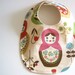 matryoshkas BABY BIB - modern baby cream pink and brown nesting dolls with organic cotton flannel (Ready to Ship)