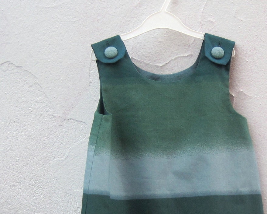 The Estelle Dress - Marimekko Girls Dress - Ombre Stripes in Moonlight Teal Blue - Modern Kids Spring Fashion (READY TO SHIP size 3T)
