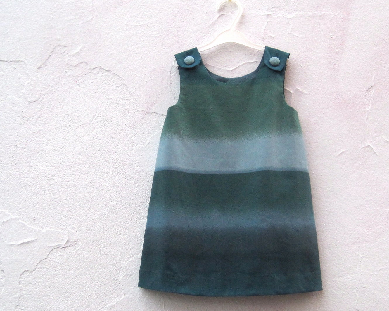 The Estelle Dress - Marimekko Girls Dress - Ombre Stripes in Moonlight Teal Blue - Modern Kids Spring Fashion (READY TO SHIP size 3T)