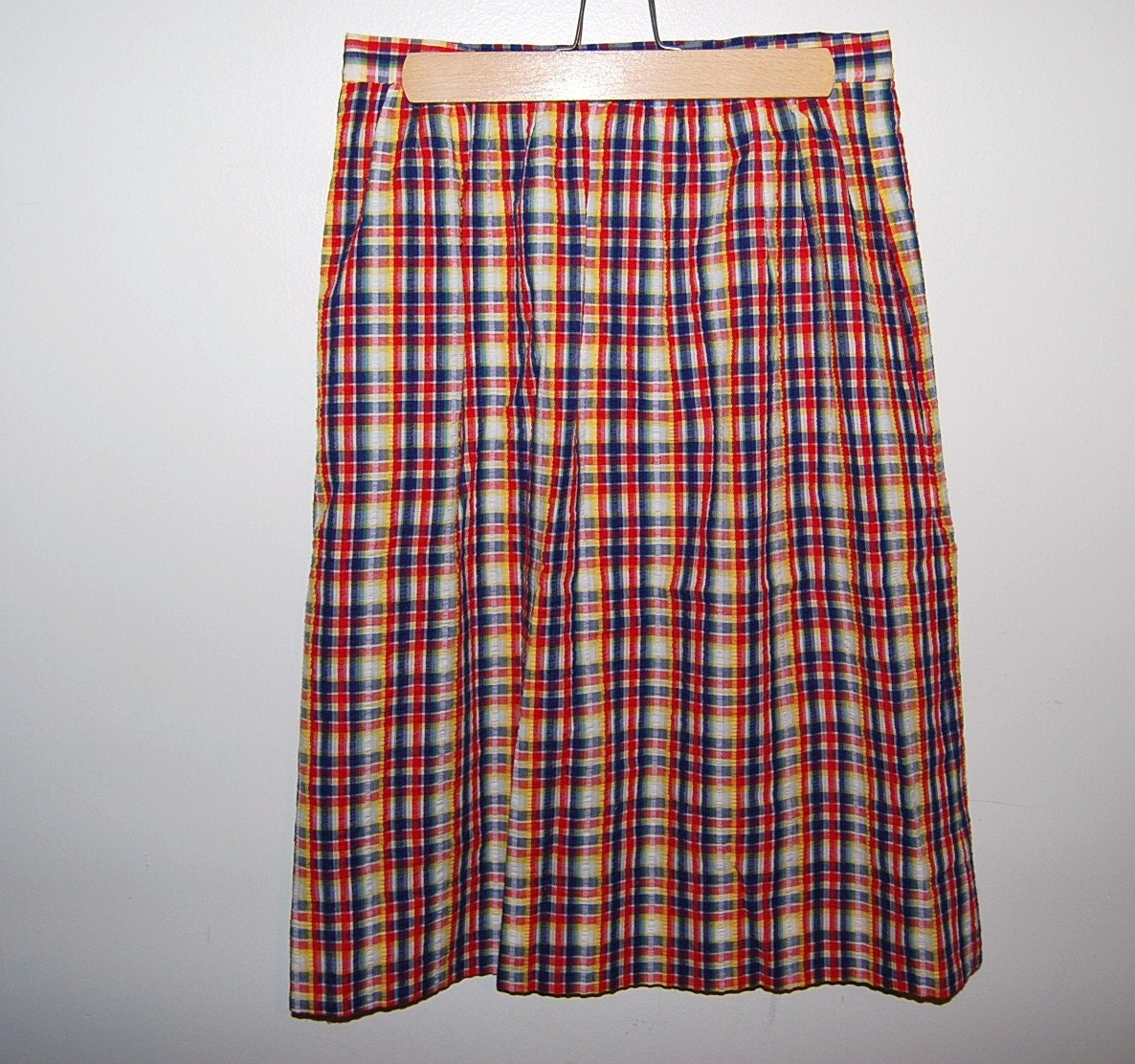 Vintage Skirt Seersucker Plaid
