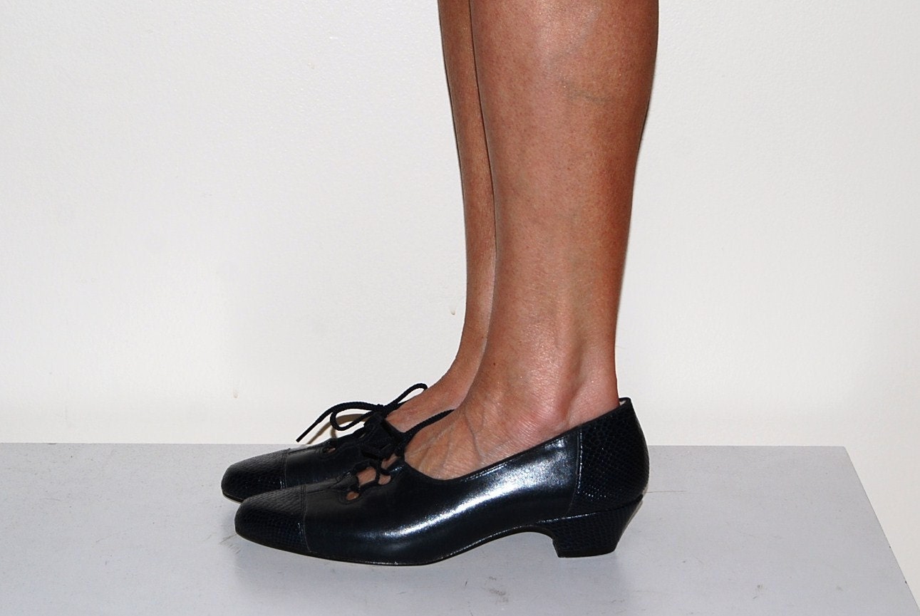Vintage Navy Peep Shoe