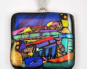Dichroic Fused Glass Pendant - multicolor