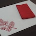 Berry Embroidery Linen Placemat - Set of 4 - Oatmeal Linen with Red Botanical Pattern Embroidery