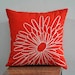 Orange Magnolia Pillow Cover, Decorative Pillow Cover, Beige Flower on Red Orange Linen, Throw Pillow Cover 18 x 18, Orange cushion cover