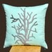 Reef Cushion Cover, 18 x 18 Throw Pillow Cover, Gray Coral on Light Blue Pillow, Nautical Pillow, Decorative Pillow Case