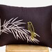 Bird on Bamboo Lumbar Pillow Cove, Decorative Pillow Cover, Dark Brown Linen with Bird Embroidery, Bird Cushion, Pillow Case 12 x 16