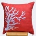 Coral Decorative Pillow Cover, 18 x 18 throw pillow cover, white coral cushion, orange accent pillow, nautical pillow, linen pillow