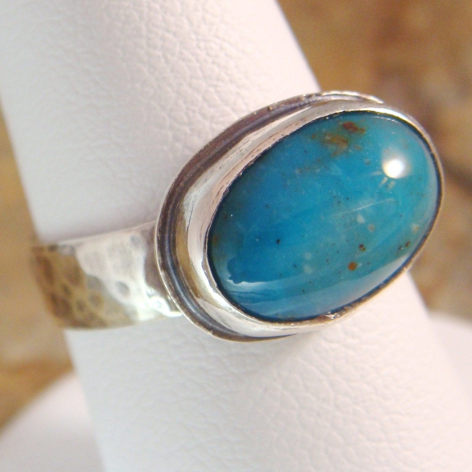Caribbean Dream - Pisco Blue Gem Chrysocolla Ring - Sterling Silver Ring - Size 6 1/2 - Handmade Ring