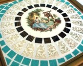 Mosaic Wall Art Framed, Courting Couple Mosaic, Broken Dish Mosaics, Mosaics, Limoges
