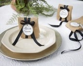 Party Favors, Place Cards, Trinket Bags, Seating Chart All in One - Set of 24 WITH Ribbons