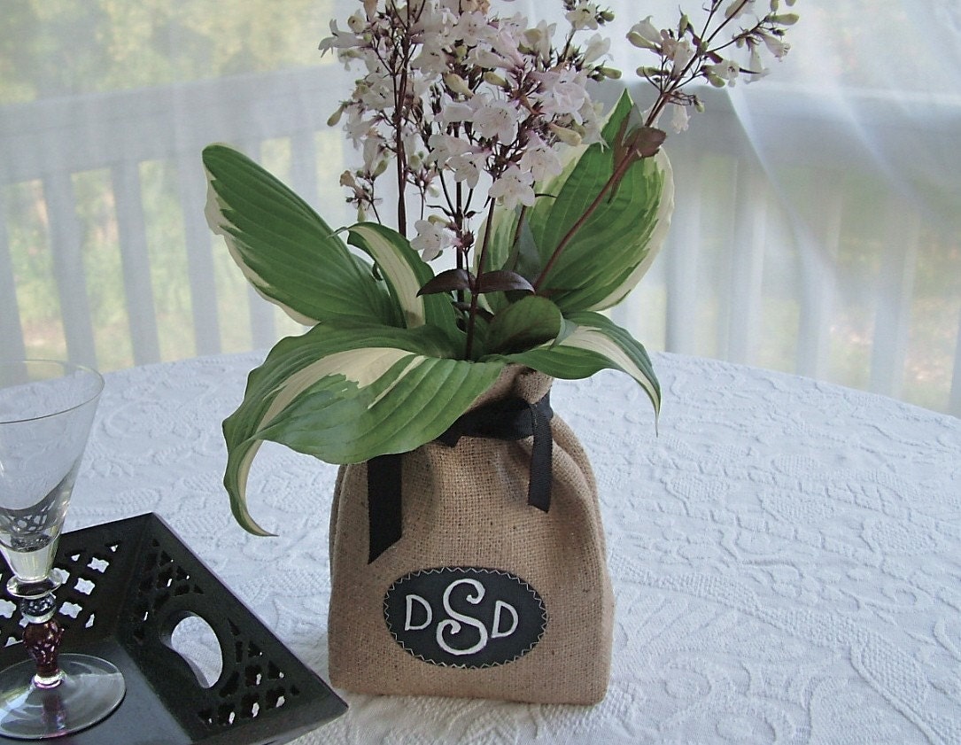 Burlap and Chalk Cloth Gift Bag ... Party Favor ... Table Number ... Centerpiece to personalize over and over again
