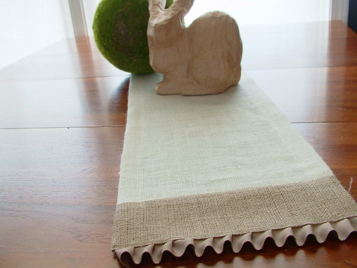 Color-Blocked Burlap Table Runner - 13 x 60-inches