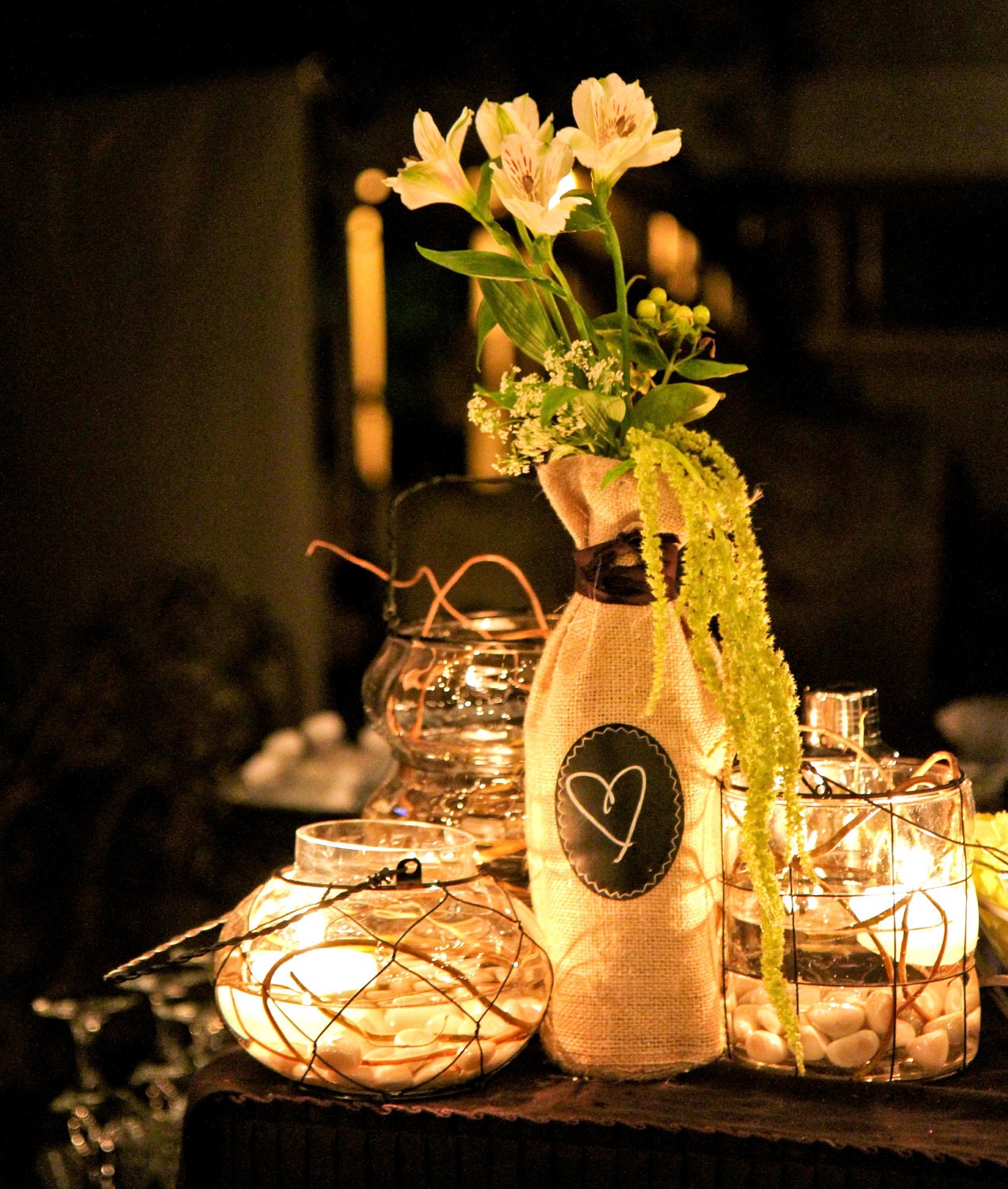 Set of 4 Burlap Wine Bottle Bags with Message Labels - Recommended by FOOD & WINE magazine