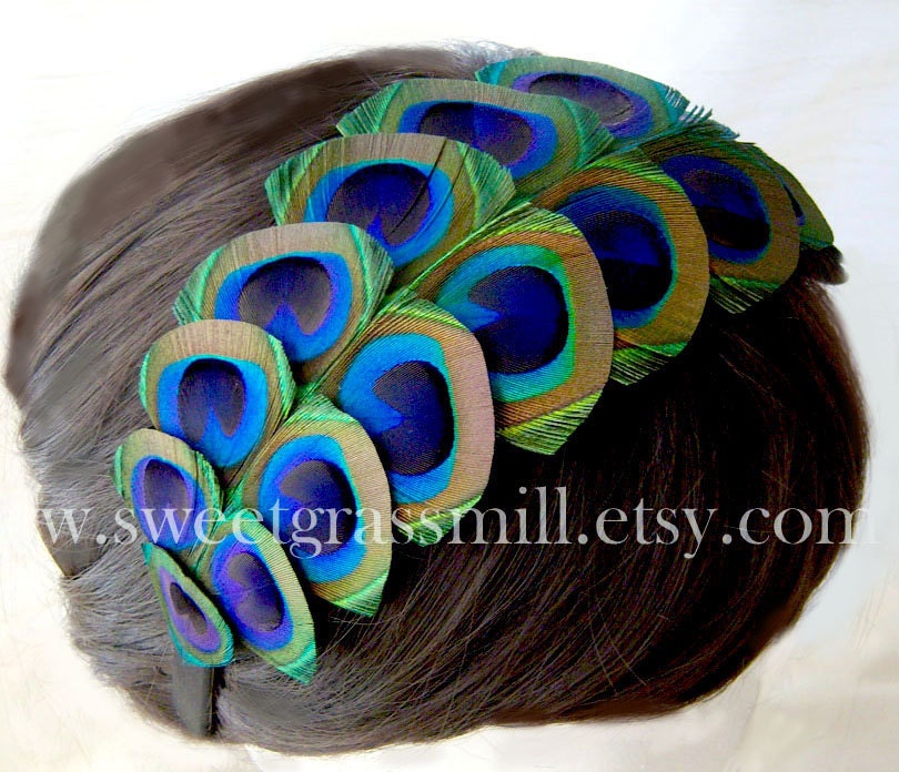 Peacock Headband - HEIRESS - Peacock Feather Crown