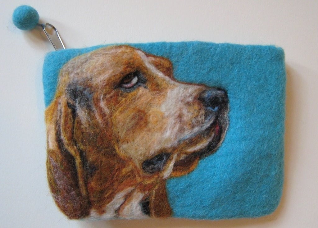 Custom Needle Felted Pet Portrait on 4x6" Bag