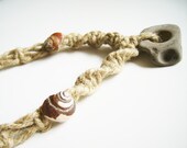 Rough Hemp Necklace with Natural Rock and Shells