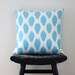 Cyan Dot Uzbek Ikat, Silk and Cotton Cushion Cover, Pillow, 45 x 45 cm, 18 inch