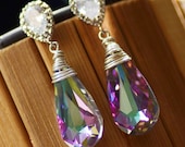 Iridescent Purple Swarovski Cubic Zirconia Sterling Silver Earrings