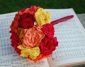 Wedding Rosette Bouquet Warm Colors Orange Red Yellow