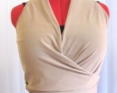 Cafe Au Lait Jersey Knit Convertible Wrap Top