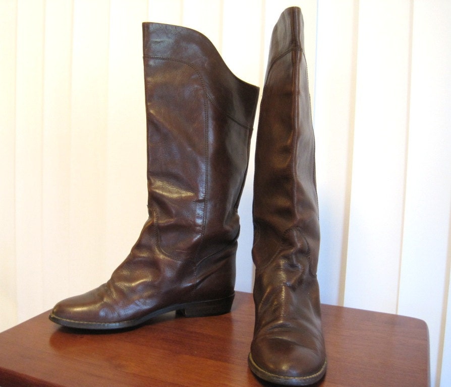 Vintage Late 1970s Early 1980s Italian Leather Campus Pirate Style Riding Boots