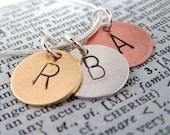Personalized hand stamped tiny tags- A Tasty Trio- sterling, brass and copper