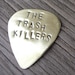 Hand stamped brass guitar pick- custom gift for a cool musician