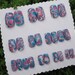 Bubble Gum Pink Blue & White Marbled Nail Art - Set of 24 Artificial Nails - Ready to Ship